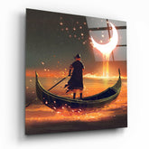 Red Moon Glass Wall Art.